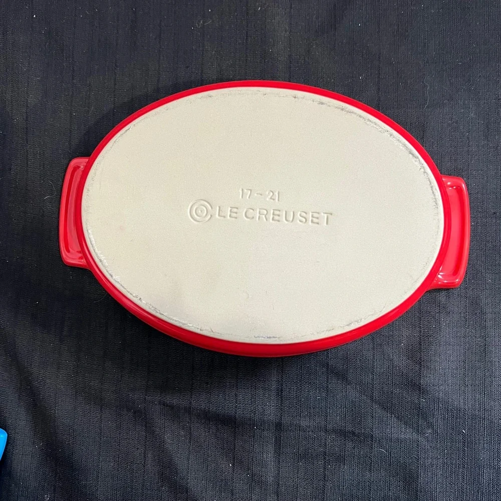 Le Creuset Cerise Red Oval Au Gratin‎ Dish 17-21 Stoneware Baker 12.5 Inch